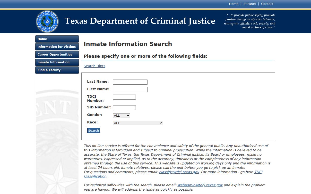 TDCJ fields after a Caldwell County arrest conviction