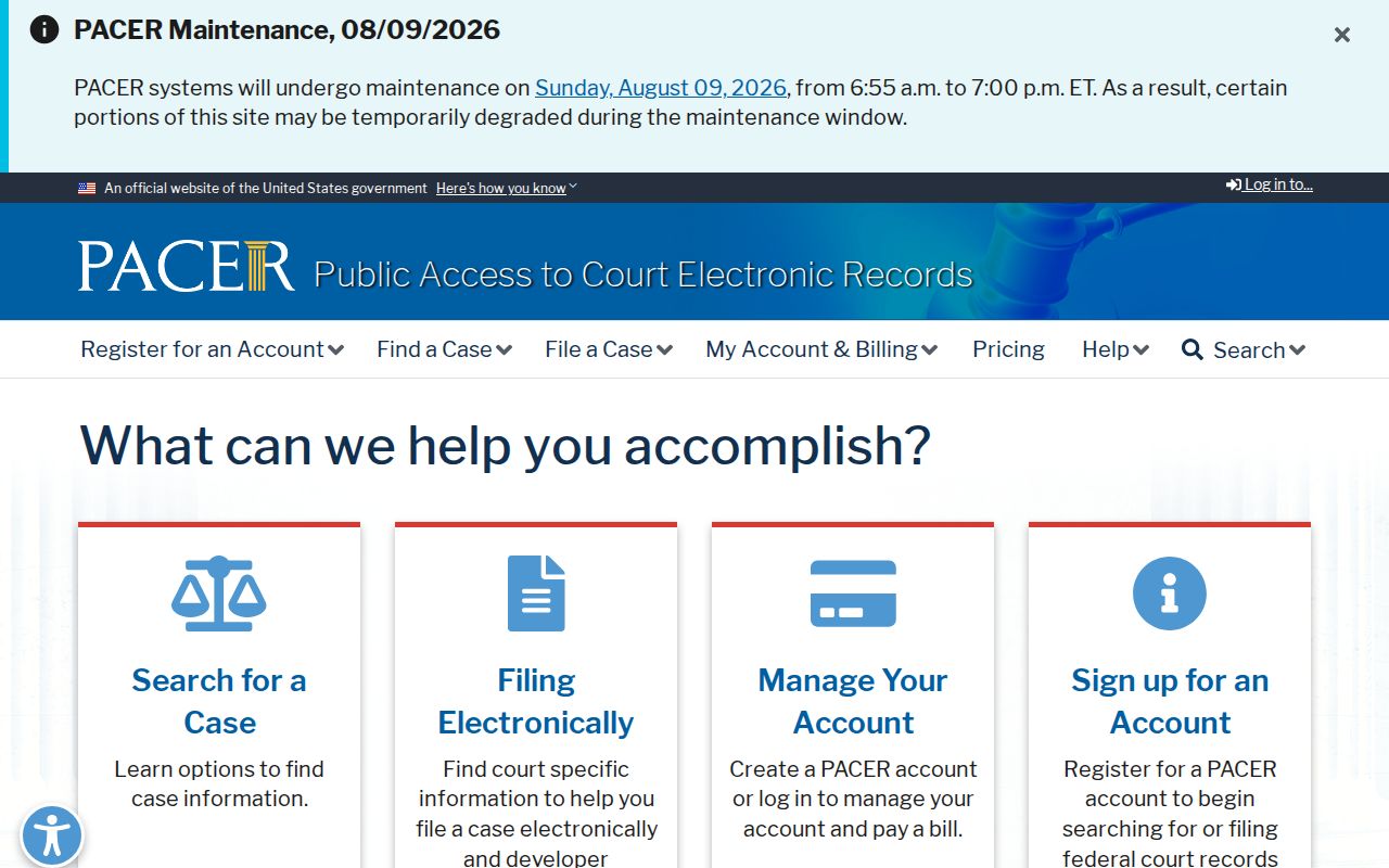 PACER federal case search for Caldwell County matters